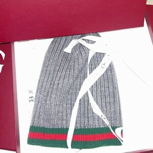 Gucci Gray and Green Knit Beanie